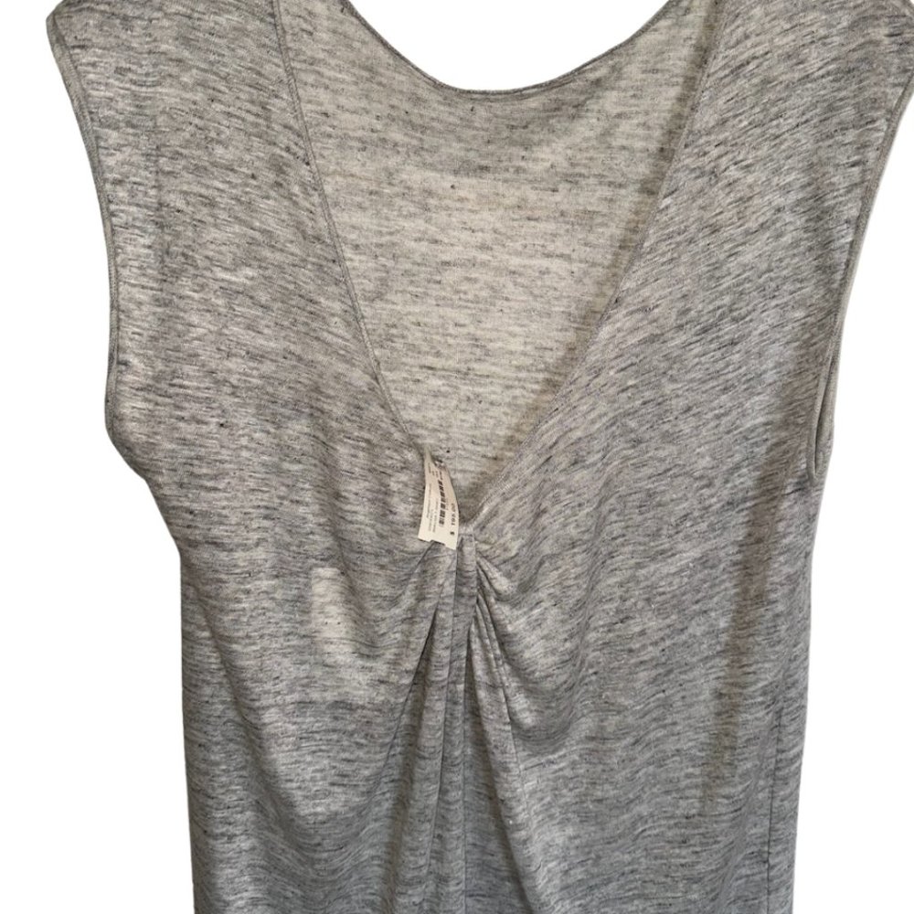 By Malene Birger Analisa T-Shirt XS | NWT Grey Linen Deep V-Back Minimalist Top